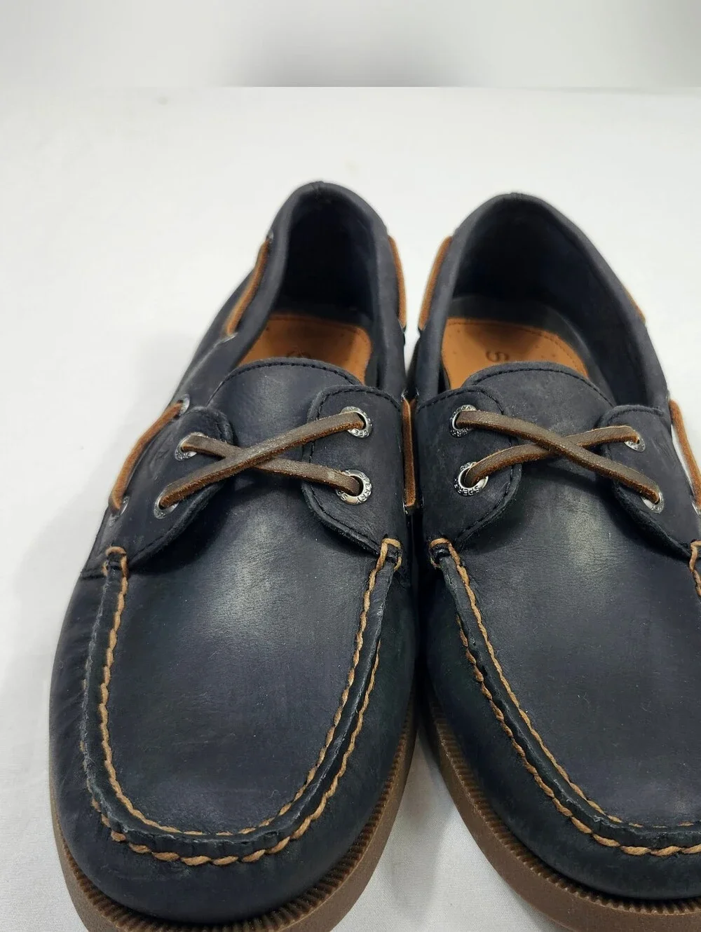 Sperry Topsider Men's 7 M Black Leather Slip On Boat Shoes Non Marking NEW